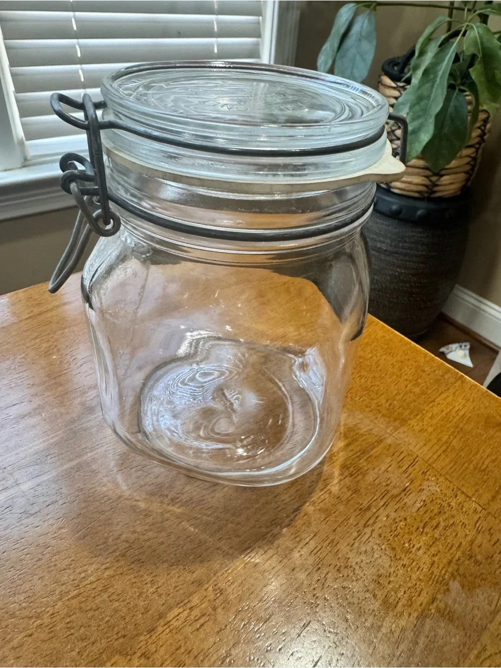 Vintage Vetri Di Fidenza glass jar made in Italy Glass Clamp-Top Storage Jar